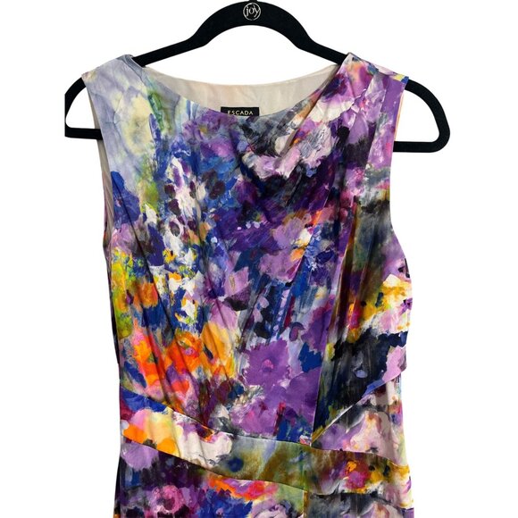 ESCADA Dress Deniel Fantasy Floral Knee Length Sleeveless Dress Multicolor US 6 - Picture 3 of 14